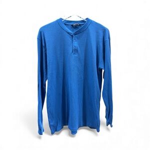 Men's Blue Henley Thermal Shirt